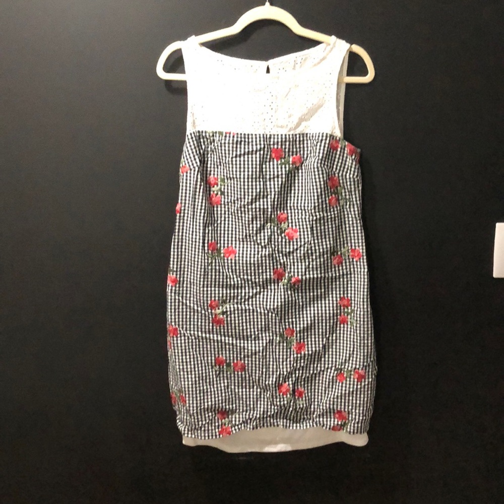Karl Lagerfeld embroidered gingham and lace sheath dress